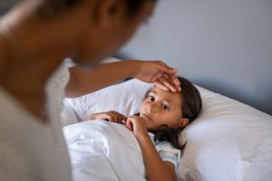 checking the sick daughter